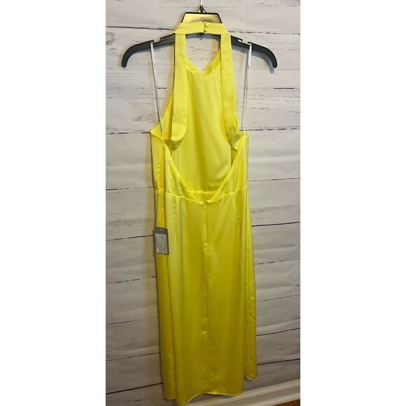 Lulus Perfectly Polished Yellow Halter Midi Dress Size Large - Picture 7 of 8